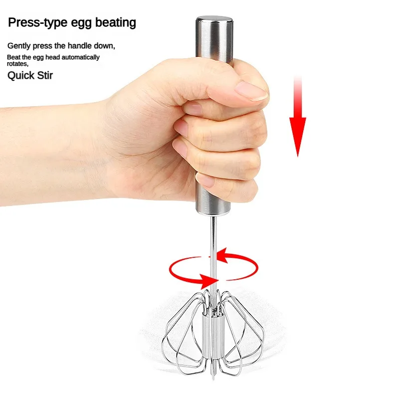 Stainless steel manual eggbeater Press cream blender semi-automatic rotary eggbeater kitchen baking tools egg beater rotary whisk