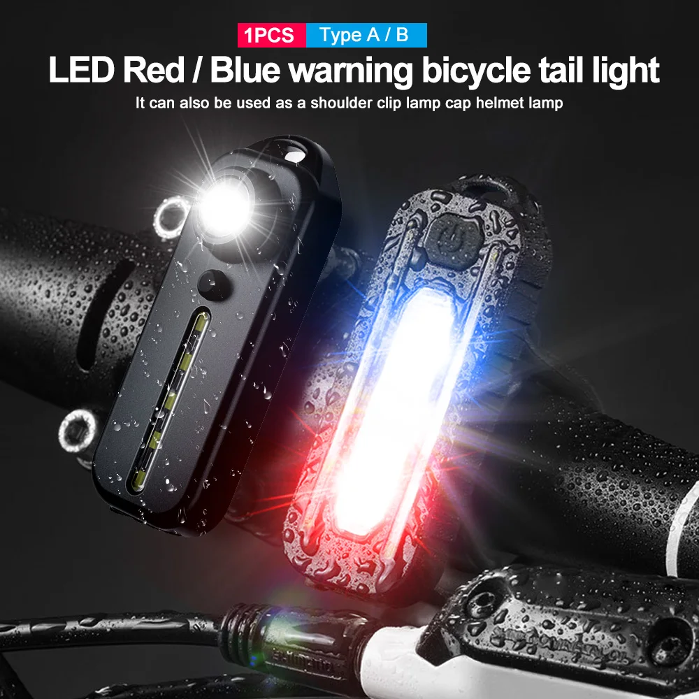 Luce per bicicletta LED rosso blu spalla polizia luce con Clip ricarica USB  lampeggiante avvertimento torcia torcia bici avvisare la luce - AliExpress