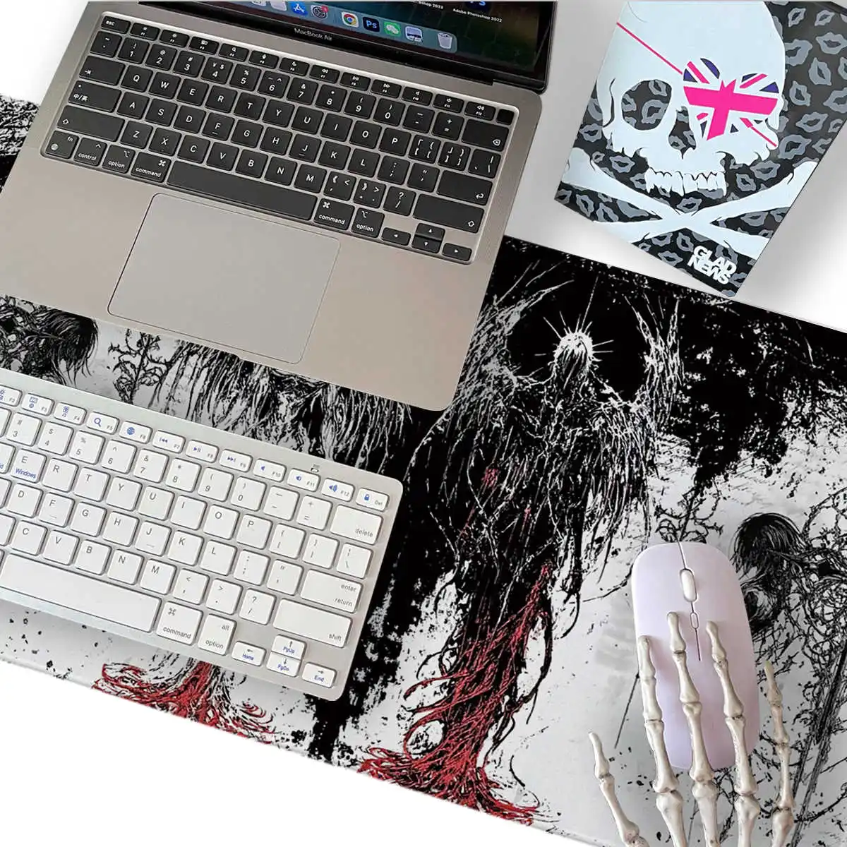 다크 엔젤 아트 디자인 대형 사이즈 미끄럼 방지 고무 마우스 패드 XXL 고딕 심볼 블랙 컴퓨터 게임 액세서리 키보드 매트