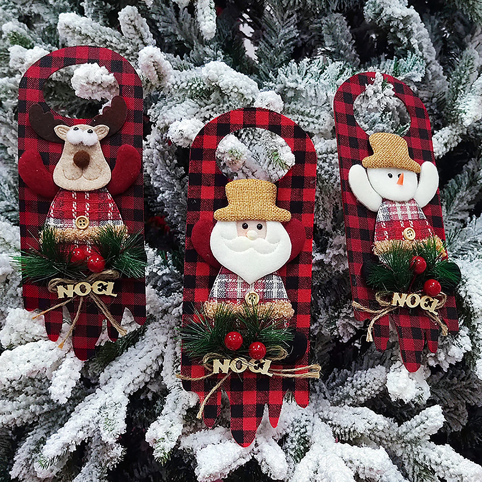 

Рождественская искусственная Нетканая ткань, Имитация сосновых игл, снеговик, старый человек, ручка для двери отеля, вешалка, товары для Рождества