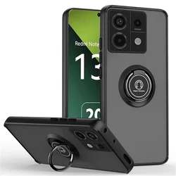 Shockproof Armor Phone Case with Magnetic 360° Rotating Holder Ring Cover for Redmi Note 12s (Full black)