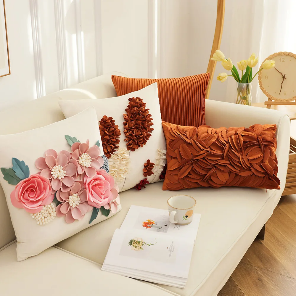 Home Decorative Luxury Handmade Flowers Throw Pillowcase 3D Flower Cushion  Cover Cute Girl Heart Sofa Bedside Pillow Cover - AliExpress, image size:1000x1000