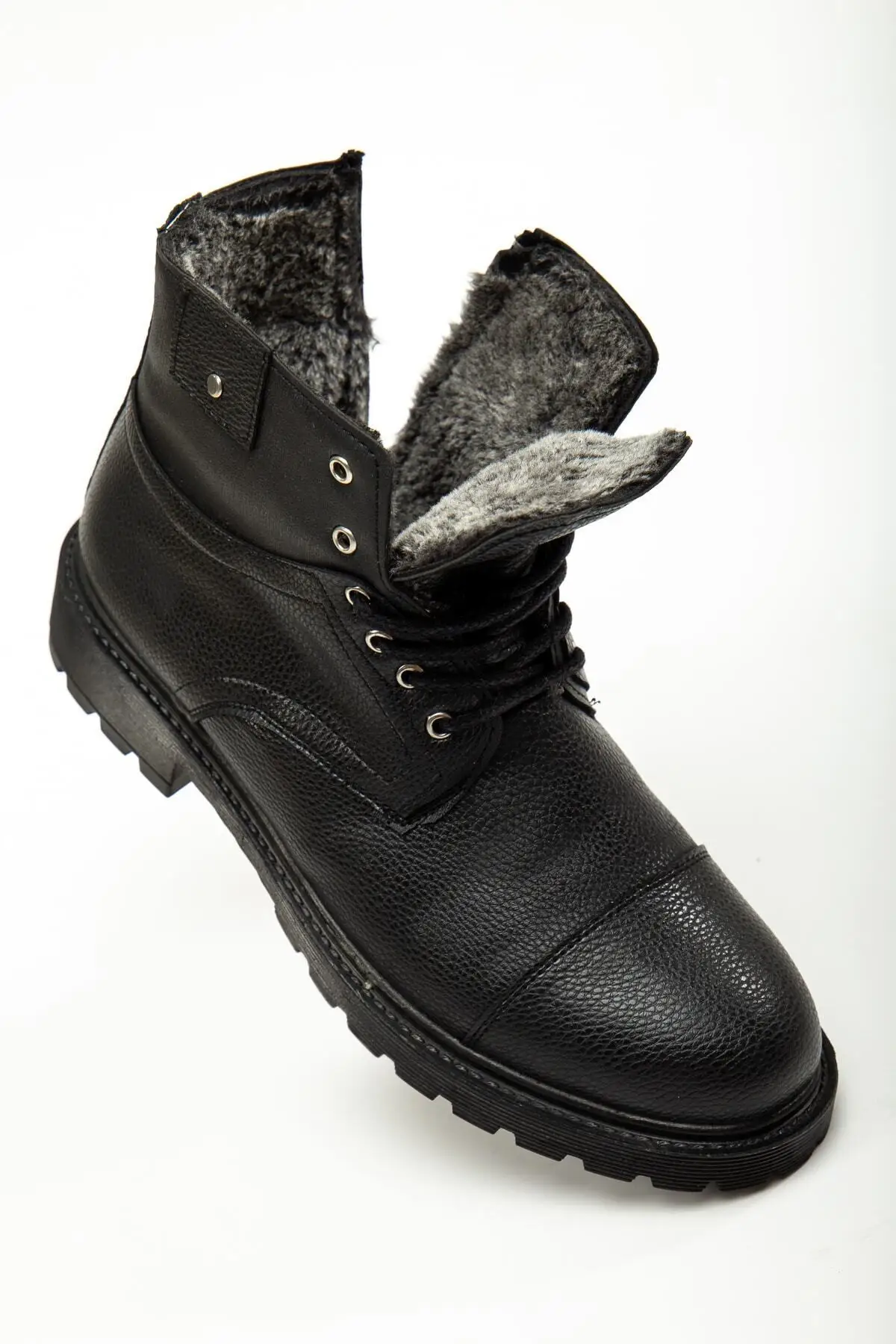 

Men's Black Casual Furry Cold and Waterproof Ankle Boots