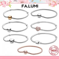 Bracelet classique original en argent pur 925, bloc rond simple, DIY, charmant, pour femmes. Bijoux de mariage DIY pour cadeau de fête 1