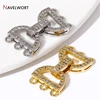 1/2/3Pcs 18K Gold Plated Brass With Zircon Pearl Necklace Clasps,Semicircular Pearl Fastener Lock Closure Clasps Accessories 4
