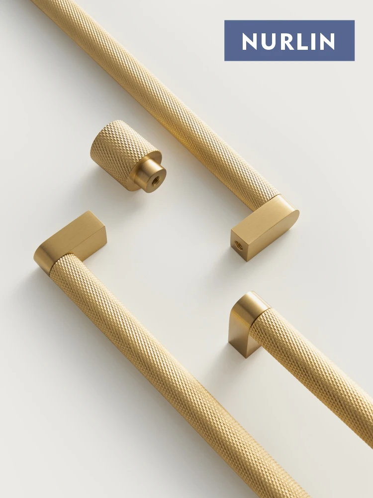 Nurlin ทองเหลือง Knurled KNOB ตู้ลิ้นชักเฟอร์นิเจอร์ตู้ประตูดึง CH107 1