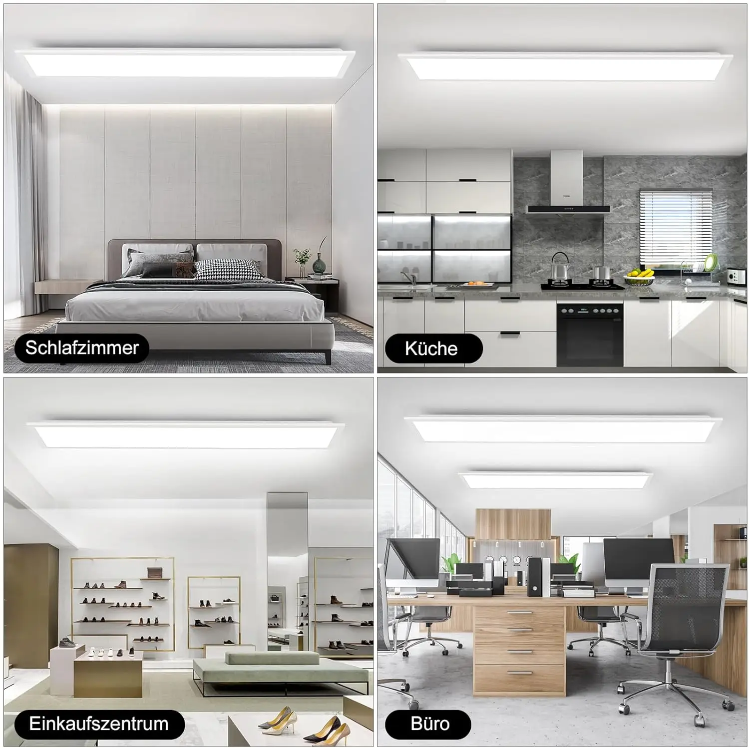 5x LED-Deckenleuchte 100x25cm mit Fernbedienung, Dimmbar 30W 3800LM, 3000K-6500K, Speicherfunktion, für Büro Wohnzimmer Schlafzimmer – Detail 4