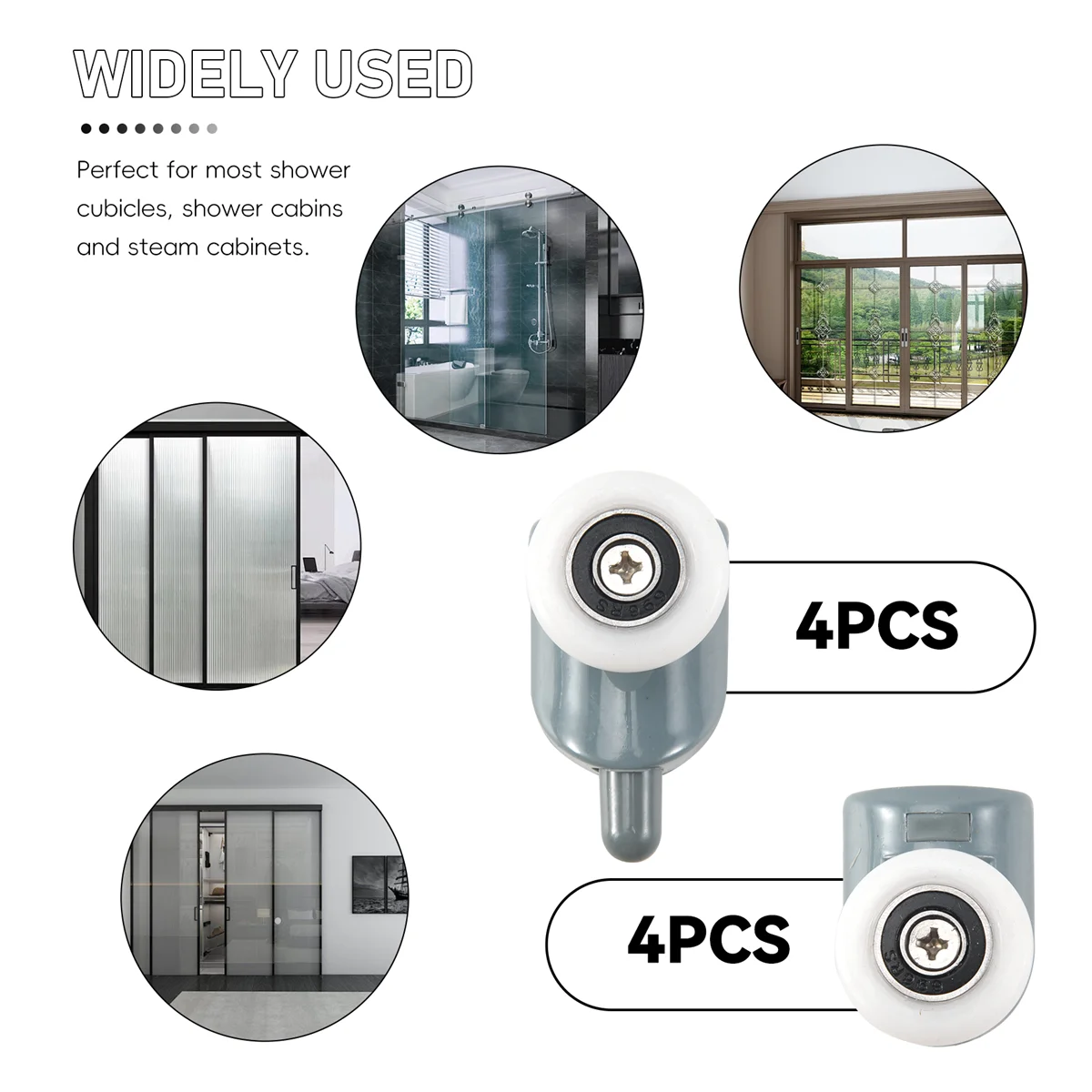 Shower Room Door Roller 8Pc Shower Door Castors Rolls Shower Door Rollers Sliding Roller Guide Spare Parts Glass Pulleys Wheels