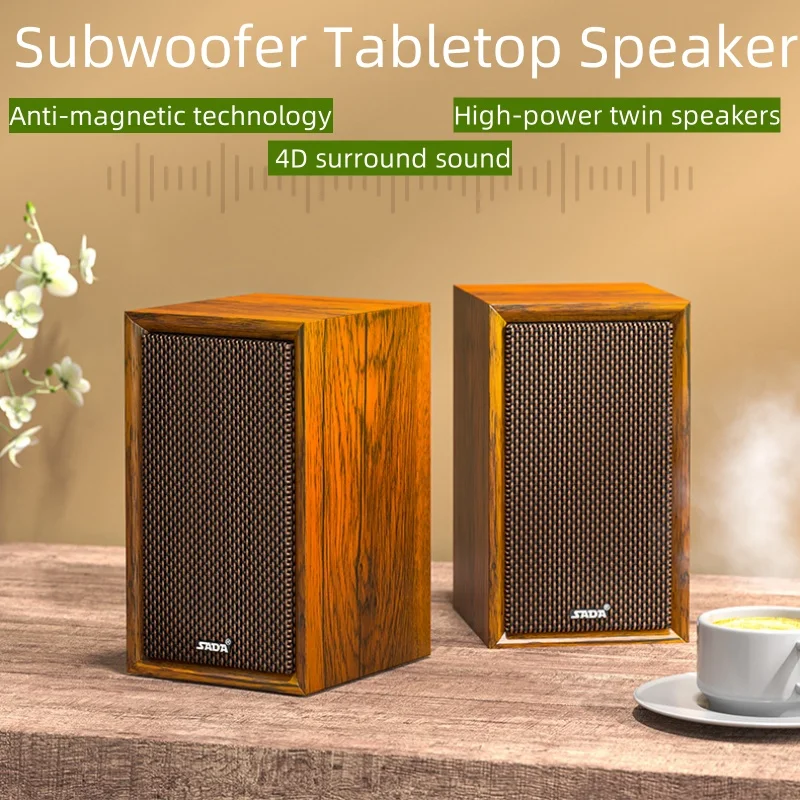 

Home Theater Wired Bluetooth Speaker Computer Subwoofer Echo Wall Soundbar Desktop Wooden Soundbox HiFi Stereo Card Music Center