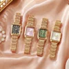 4PCS/Set Fashion Rectangle  Women Watches Quartz Watch Luxury Stainless Steel Band Wristwatches Reloj Mujer Clock（Without Box） 3