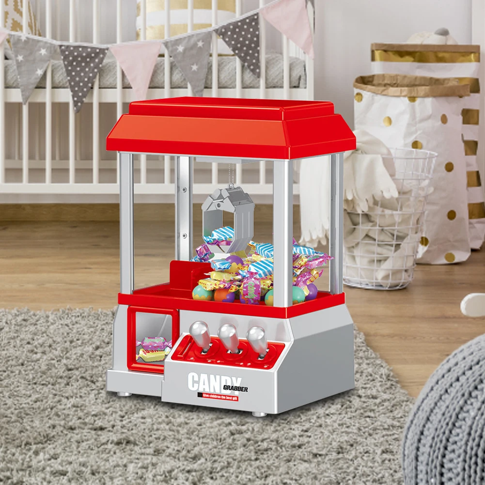 Plastic Mini Arcade Game Machine Coin Operated Music Candy Grabber Party Supplies Battery Powered Entertainment for Kids Adults 6