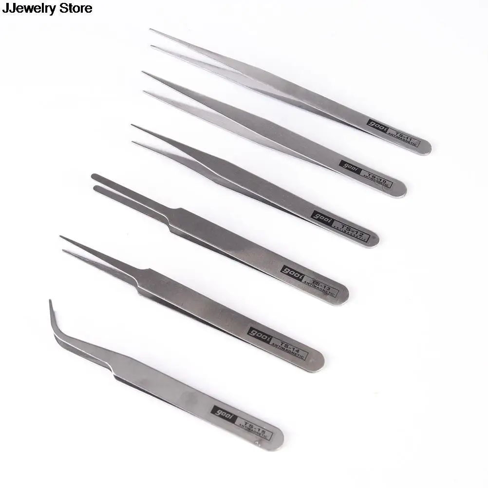 

New 6pcs/set Tweezers Precision ESD Anti Static Tool Kit Jewelry Making Tools