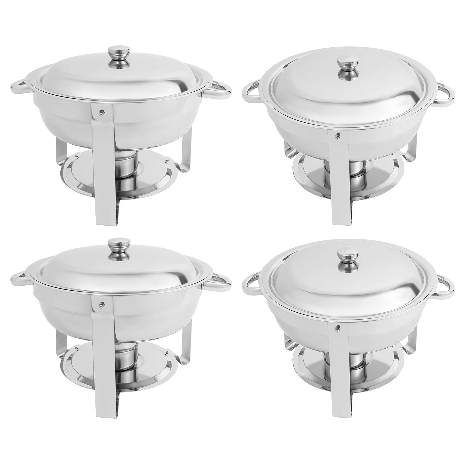 4-teiliges Chafing Dish-Set aus 4,5 l Edelstahl, runder Buffet-Chafer-Wärmer für Catering, keine Montage erforderlich, moderner Bankettserver – Detail 19