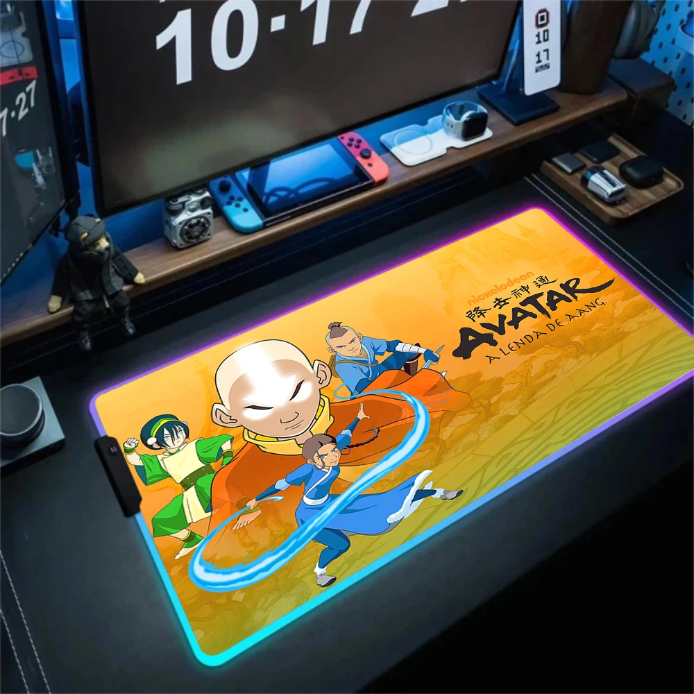 

Large Computer New Backlit Mousepad Avatar the Last Airbender Rgb Mousepad LED Luminescence Playmat Soft Natural Rubber Mice Pad