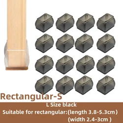 Silicone Non - Slip Furniture Leg Pads - Floor Protector and Chair Leveler (16 - Pack) - 16Pcs (L - Rectangular - Black)
