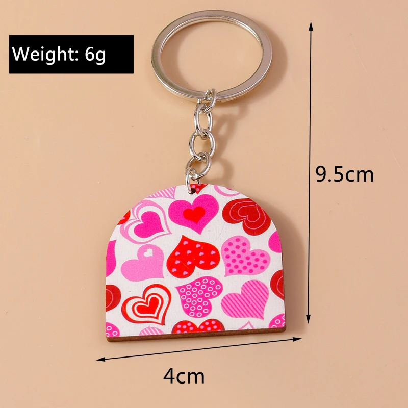 Romantische Holz Schlüssel bund Charms Liebe Herz Lippen Schlüssel ringe Anhänger für Frauen Mädchen Handtasche Dekor DIY Valentinstag Schlüssel anhänger Geschenke – Detail 4
