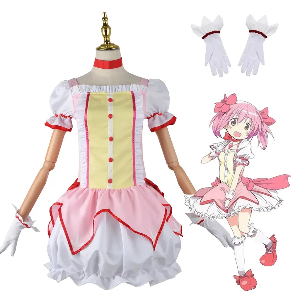 

Anime Puella Magi Madoka Magica Kaname Madoka Cosplay Mahou Shoujo Wig Battle Suit Dress Skirt Costume for Magical Girl