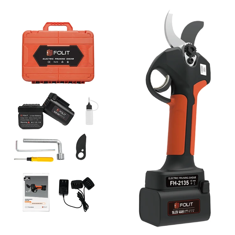 Professional Type FH-2135 35mm Cutting Diameter LCD Screen Display Battery Power Pruning Shear Electric Tree Scissors