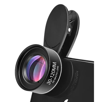 Lente per Fotocamera Smartphone 30-120mm, Macro e Teleobiettivo 4K HD, Accessori per Cellulari con Filtro CPL e Stella per iPhone X
