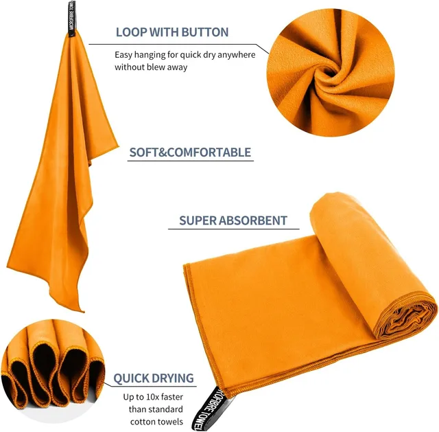 Microfiber Towel Perfect Travel & Gym & Camping Towel.   Quick Dry - Super Absorbent - Ultra Compact - Lightweight.   Suitable f 3