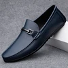 Men Casual Genuine Leather Shoes Spring Summer Men Flat Walking Loafers Black Brown Man Luxury Slip on Boat Business Shoes 38-46 3