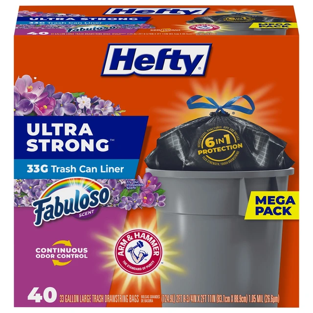 Hefty Strong Multipurpose Large Black Trash Bags