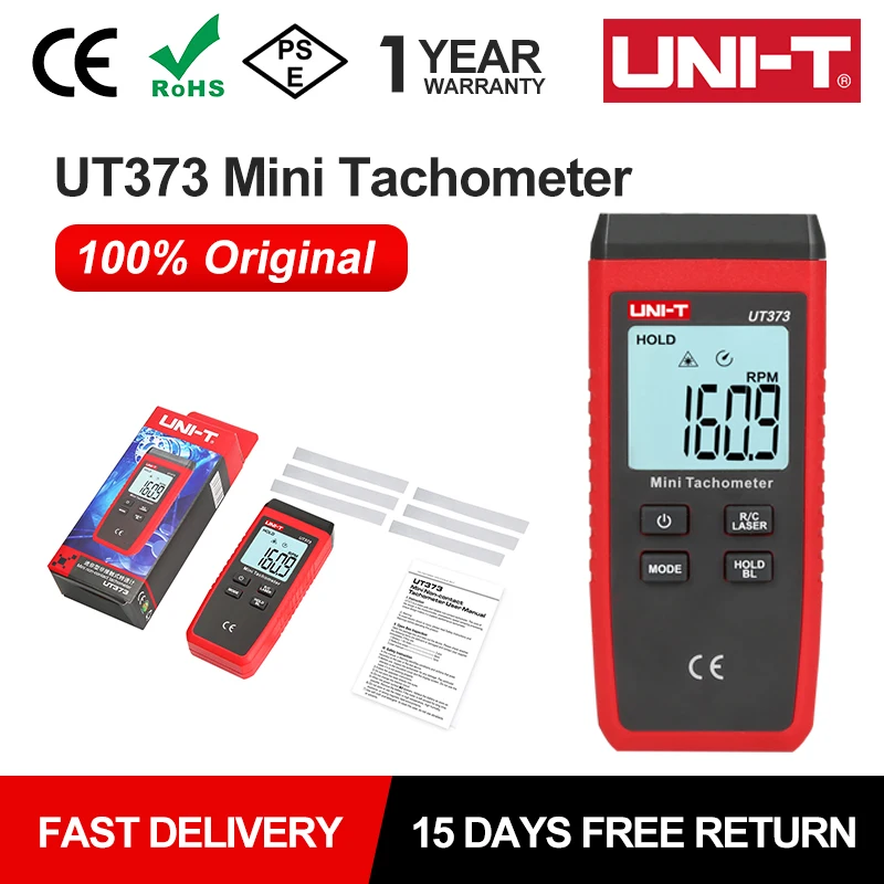 UNI-T UT373 Digital Speed Tachometer RPM Laser Non-contact Tacometro 99999 Counts Mini RPM Meter Backlight