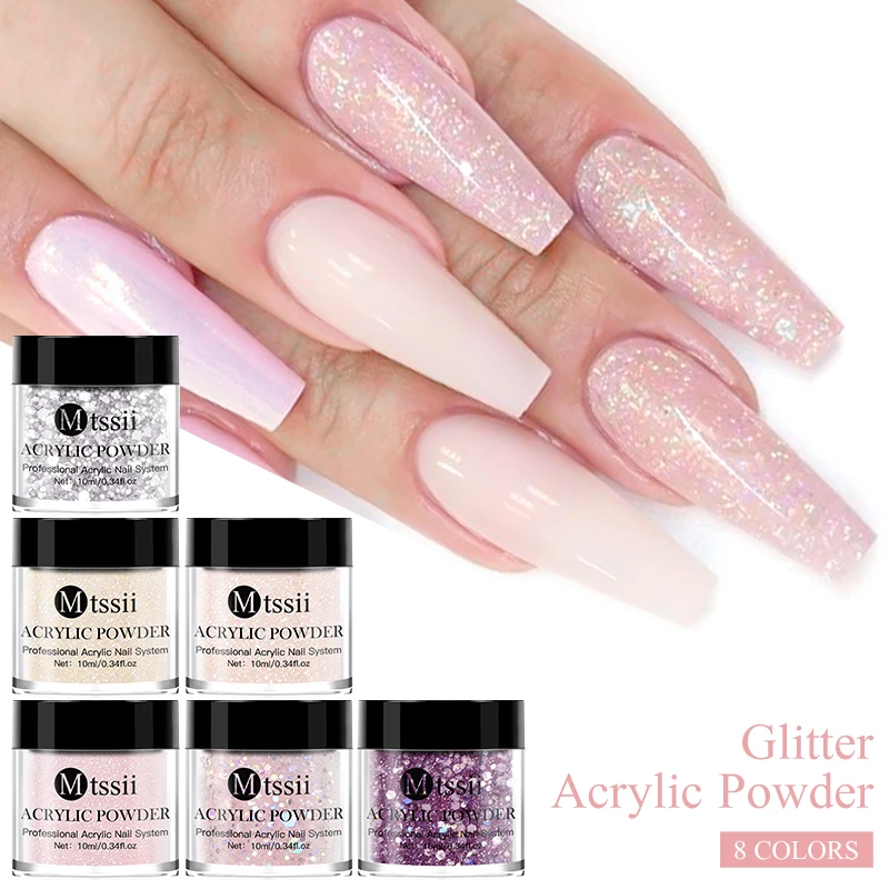 Glitter Acrylic Powder 10g Professional Polymer for French Nail Extension No Need Lamp Cure nail powder acrylic nail powder