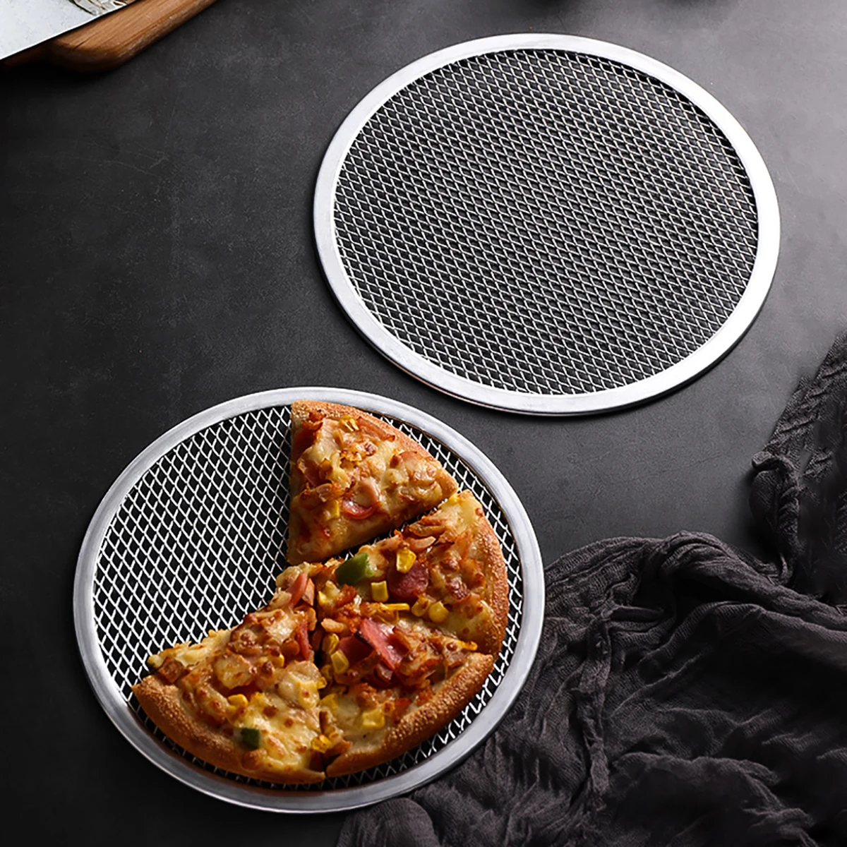 Pizza Bakeware 8/9/10/11/12/13 Inch Round Pizza Baking Tray DIY Pizza Screen Metal Net Non-stick Pan Seamless Aluminum Screen