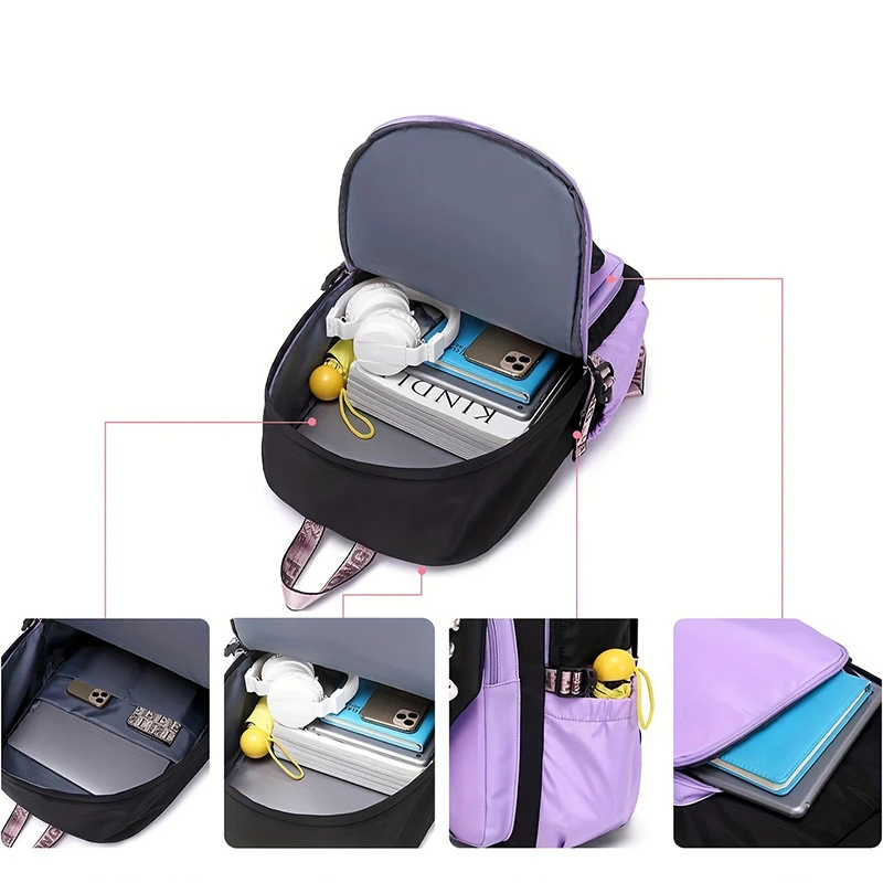 Zaino alla Moda, Grande Capacità per Ragazze Adolescenti e Studentesse, Borsa Scolastica con Fiocco, per Scuola Elementare, Media, Superiore e Università, Zaino Leggero - immagine 4