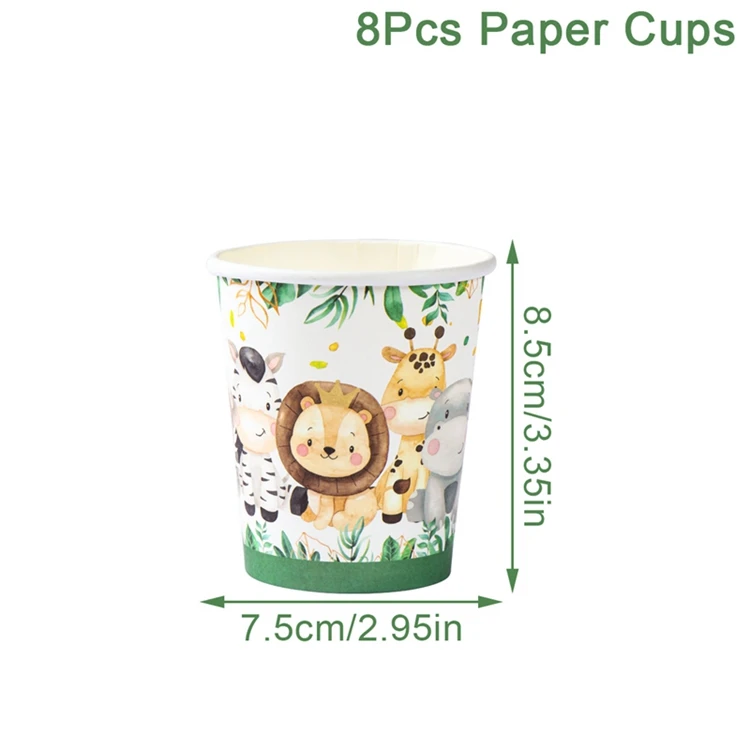 50 Vaisselle Anniversaire,Assiette Anniversaire Jungle Animaux,Tasse, Serviette,Papier Paille,Pour L'Anniversaire Des Enfants, Thème De La Fête D'Anniversaire Jungle,Safari, Zoo (10 Invités