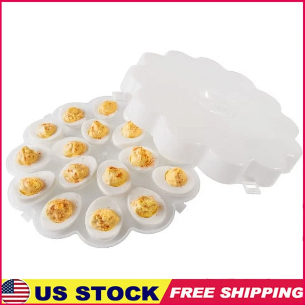 Set of 2 Deviled Egg Containers with Lids Holds 36 Eggs Food Storage Trays Snap On Lid Great Parties ets and Transport
