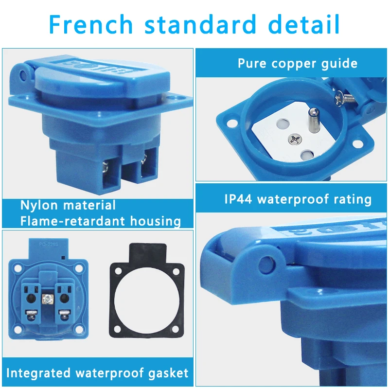 French/European/British Standard IP44 16A 250V Electrical Waterproof Socket with cover Industrial AC Power Dustproof Outlet electrical power socket electrical sockets