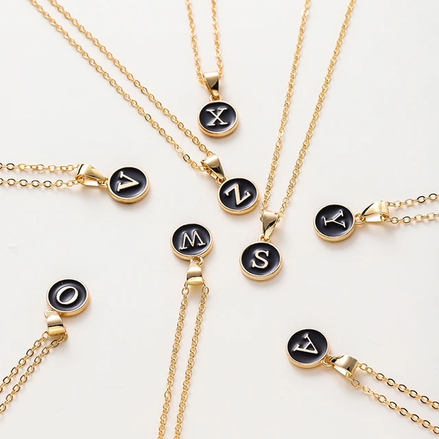 Black Metal English Letter Pendant Personalize Alphabet Pendant Initial A-Z Necklace Choker Chains Jewelry for Women Men 2