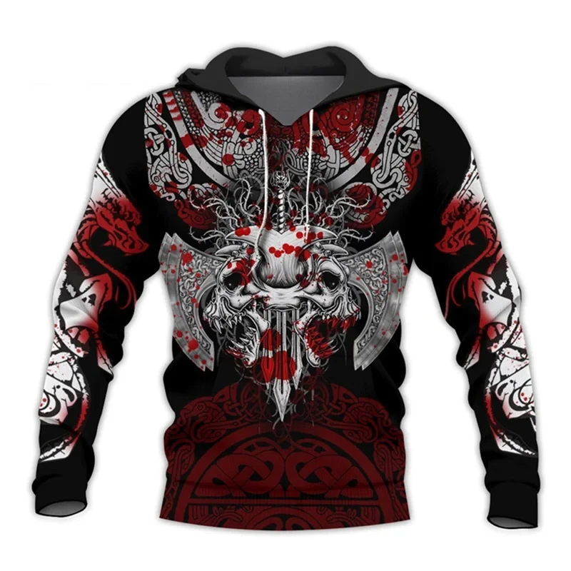 Vintage Sweatshirt Männer 3D Druck Viking Mythologie Mit Kapuze Langarm Übergroßen Hip Hop Männer Hoodies Kinder Sweatshirt Männer Mantel – Detail 9