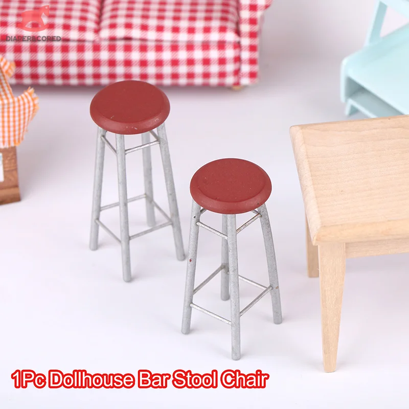 1pcs Dollhouse Miniature Bar Stool Chair High Stool Doll House