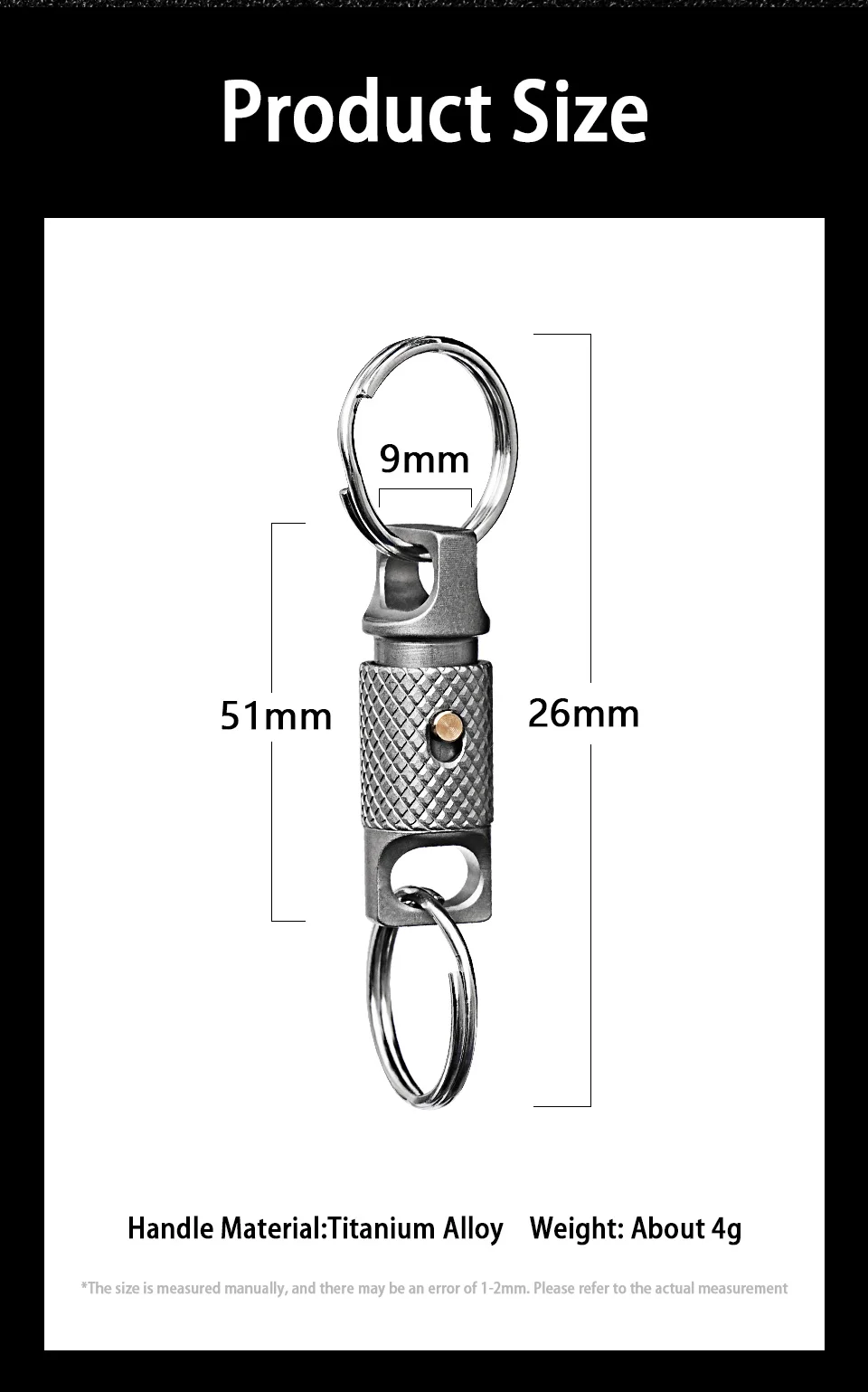 Titanium Alloy Knurling Keychain Quick Dismantling 360 Degree Rotation Portable Firmness Corrosion Resistance Outdoor EDC Tool