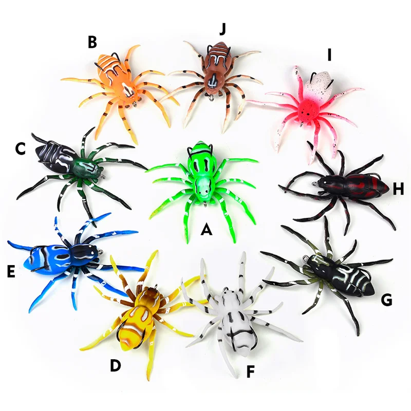 Insect Spider Lure Bait One Piece of 7.5cm7g Artificial Silica Gel Bait  with Crank Hook on Water SurfaceWobbler Fishing Supplies