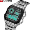 PANARS Top Luxury Stainless Steel Strap Sport Watches Mens Waterproof Back Light Digital Wristwatch Male Alarm 1