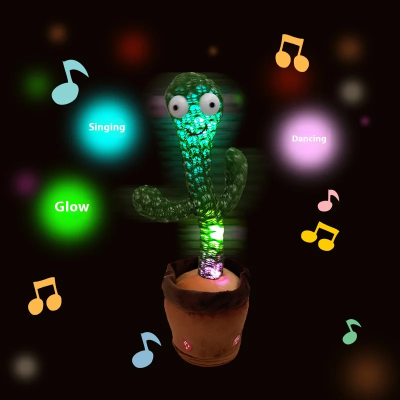 Dancing Cactus Plush Toy Singing Learning Speaking Twisting Cactus doll for Children's Birthday Gift