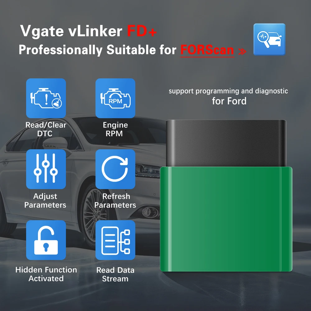 vLinker FD WiFi OBD2 Scan gereedschap, Diagnostische Codelezer voor iOS, Android, en Windows - Gemaakt voor FORS-can
