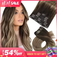 Moresoo-Extensions de cheveux à clipser, Vrais cheveux naturels, Ensemble droit Remy, Extensions de cheveux humains brésiliens à clipser, Vente chaude, 5 PCs, 7 PCs 1