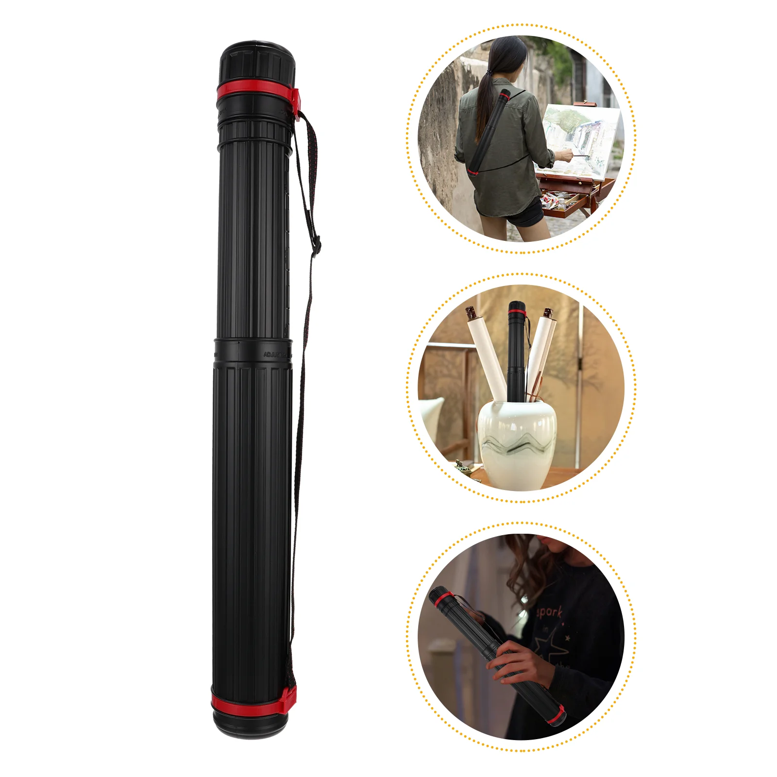 

Extendable Poster Tubes Shoulder Strap Drafting Tube Carry Documents Blueprints Drawings Art Black