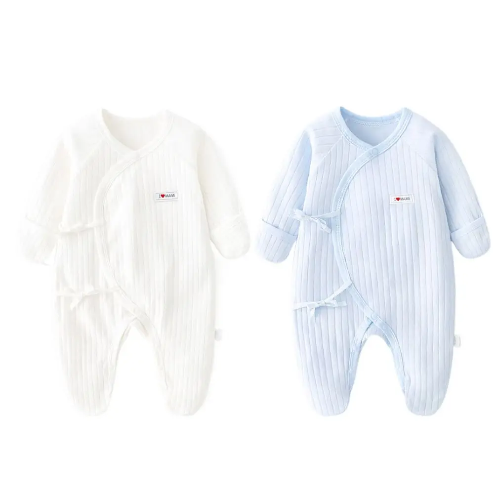 Long Pants Climb Lace Up Baby Romper Casual Outfit Infant Romper Foot-Cover Frogsuit Cotton Anti-scratching Newborn Jumpsuit