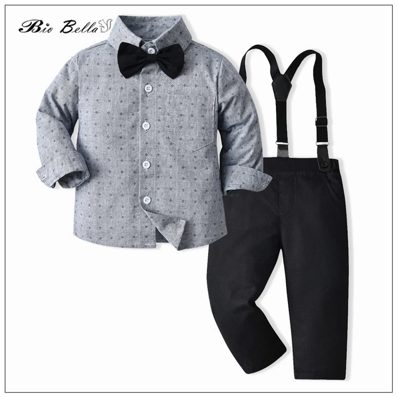 

Handsome Children Autumn Spring Clothing Suit Formal Wedding Birthday Party Baby TShirt Pants Christmas Infant Outfits Sets
