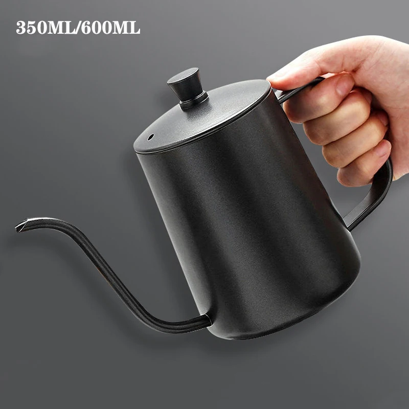 350ml 600ml Drip Kettle Coffee Tea Pot Non-stick Coating Food Grade Stainless Steel Gooseneck Drip Kettle Swan Neck Thin Mouth coffee pot coffee kettle coffee server