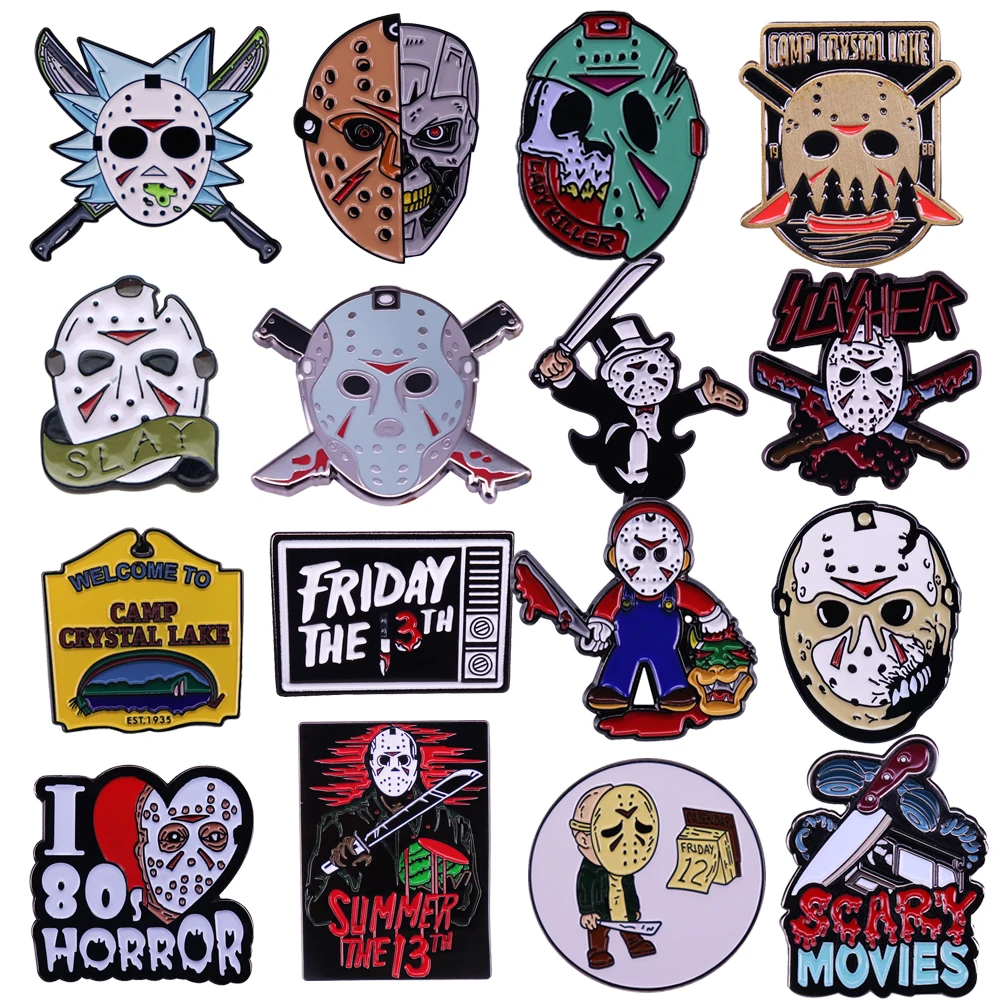 

Halloween Horror Movie Pins for Backpacks Enamel Pin Lapel Pins Badges Scary Brooch Gift Jewelry Fashion Accessories