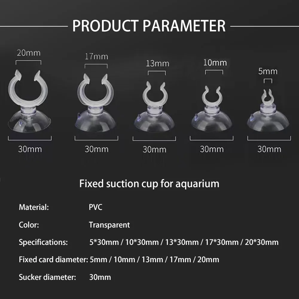 Aquarium Fish Tank Suction Cup Sucker Holders PVC Clear For 5/20mm Air Line Tube Hose Pump Wire