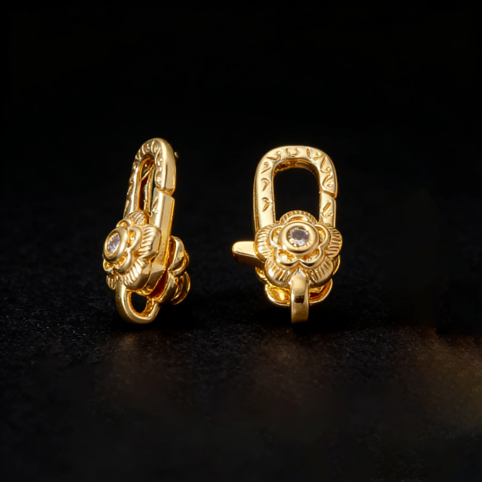2 Stück 18K vergoldete dekorative Verschlüsse, Blumen-Karabinerverschlüsse für DIY-Armbänder, Halsketten, Schmuckherstellungszubehör – Detail 5