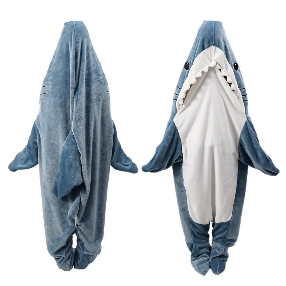 

New Cartoon Shark Sleeping Bag Pajamas Office Nap Shark Blanket Hooded Playsuit Onesie Funny Sleeping Bag For Slumber Party